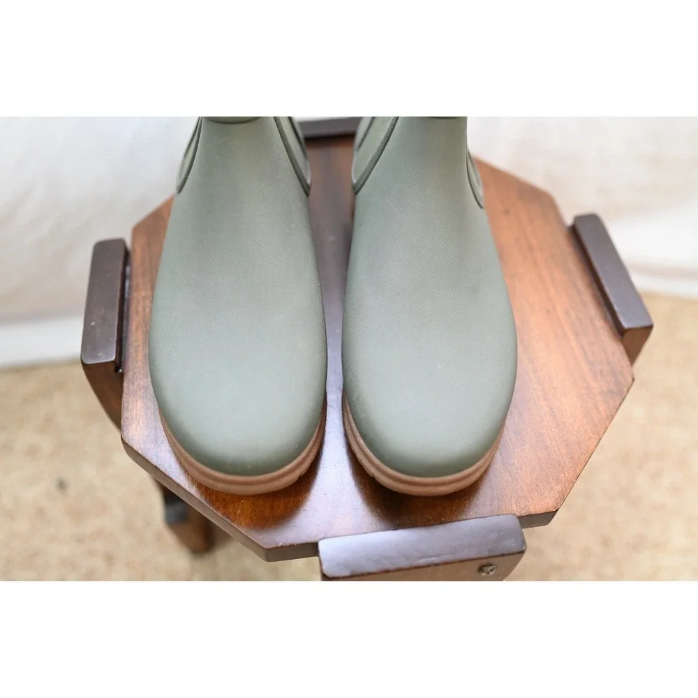 Bogs Sweet Pea Women Rain Boots Green Rubber Ankle Bootie Size 8
